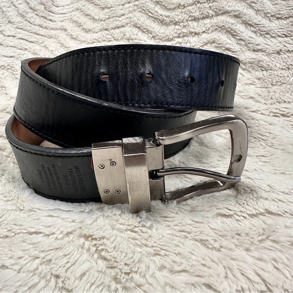 Men's Dickies Black Leather Belt with Silver Buckle, 1.5